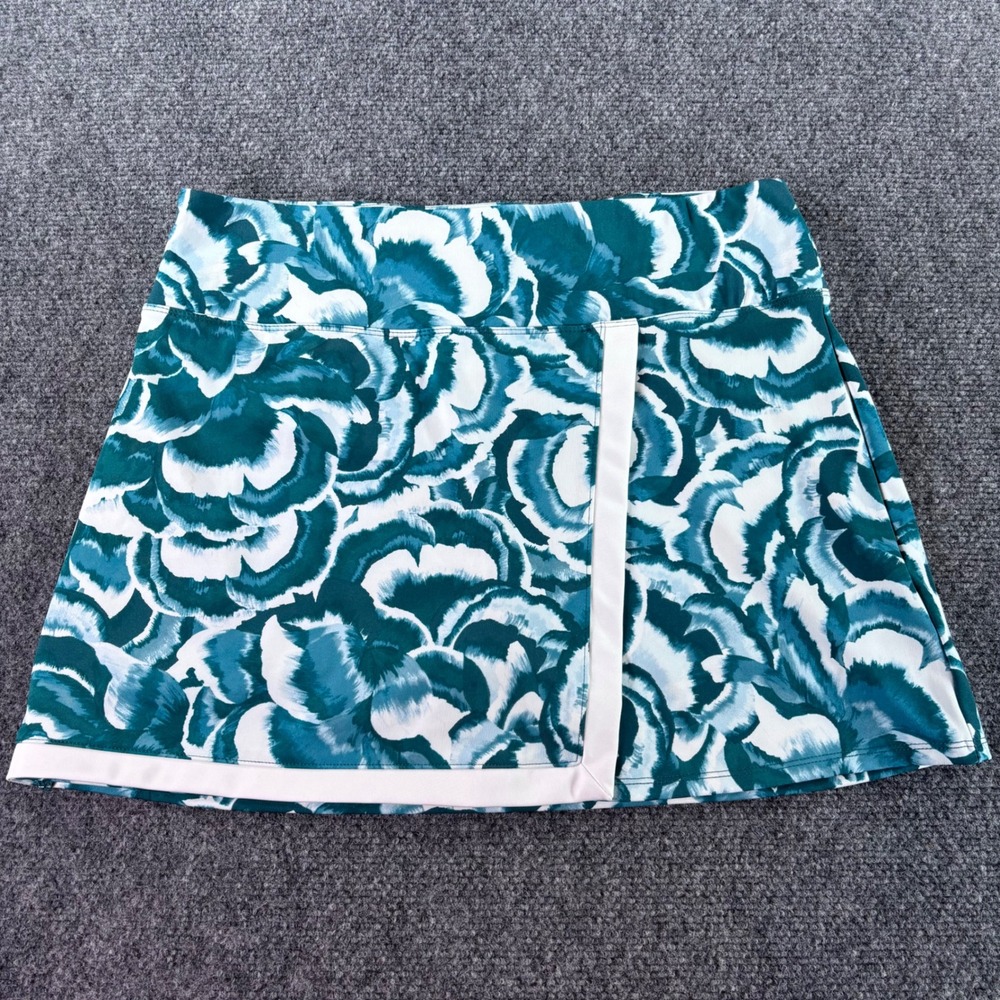 Tommy Bahama Racquet & Paddle Skort Women M Teal Floral Tennis Golf Athletic